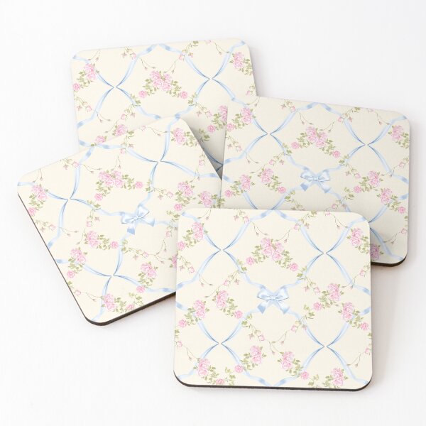 Item preview, Coquette rose and blue bow Floral Pattern designed and sold by Bonita Faye.