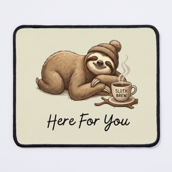 Item preview, Emotional Support Sloth Here For You – Cute Sloth with Coffee Cup, Cozy Meme designed and sold by ZyxDes.
