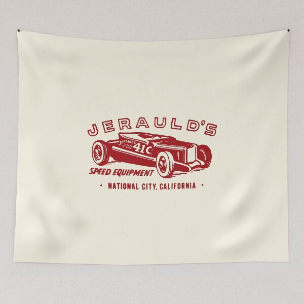 Item preview, Vintage Jerauld's Speed equipment California - red print designed and sold by retropetrol.