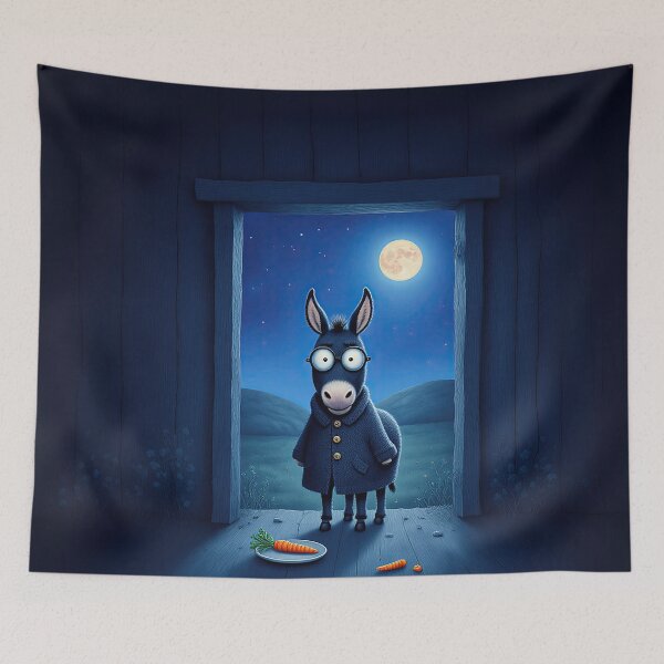 Item preview, Moonlit Midnight Snack – Whimsical Donkey Under the Night Sky designed and sold by Whimsical Hug.