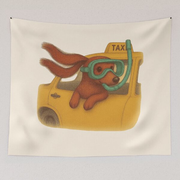 Item preview, Calm Sea Taxi Dachshund – Cute Travel Dog Illustration designed and sold by Aloloco.