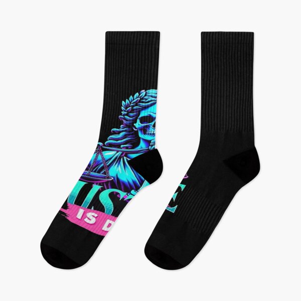 Item preview, Neon Lady Justice Skeleton Art – “Justice Is Dead” Bold Statement Design for Rebels & Truth Seekers designed and sold by Bright Nest Studio.
