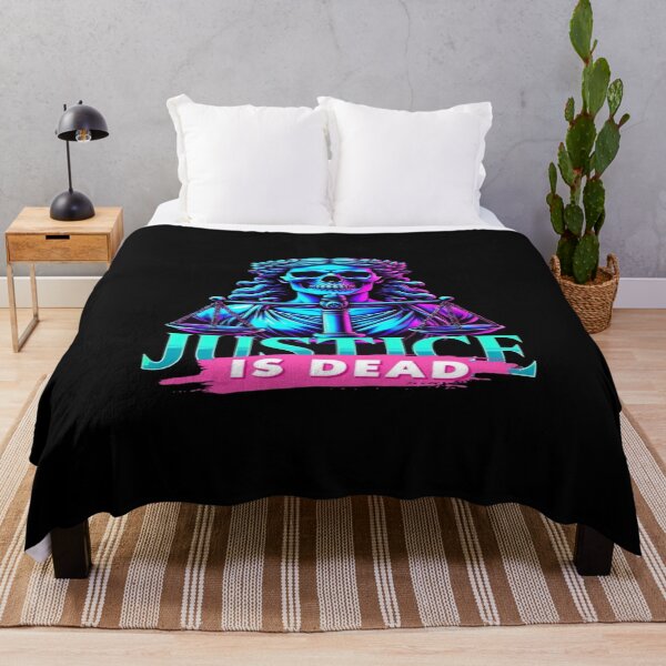 Item preview, Neon Lady Justice Skeleton Art – “Justice Is Dead” Bold Statement Design for Rebels & Truth Seekers designed and sold by Bright Nest Studio.