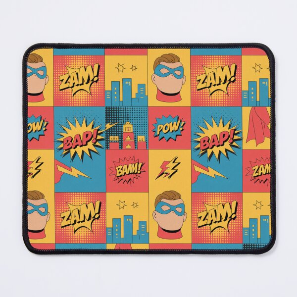 Item preview, Vibrant Retro Comic Book Superhero Grid Seamless Pattern designed and sold by Midnight Veil Designs.