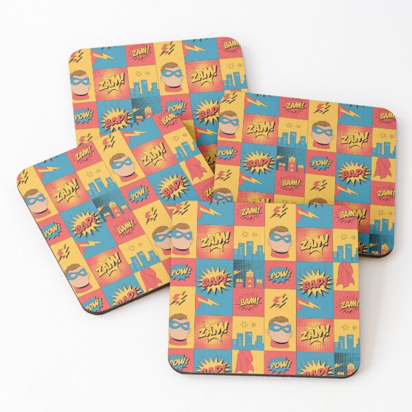 Item preview, Vibrant Retro Comic Book Superhero Grid Seamless Pattern designed and sold by Midnight Veil Designs.