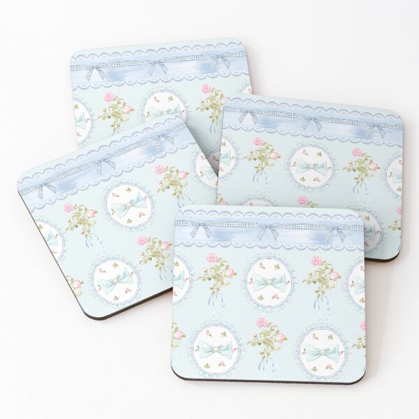 Item preview, Coquette rose and blue bow Floral Pattern designed and sold by Bonita Faye.