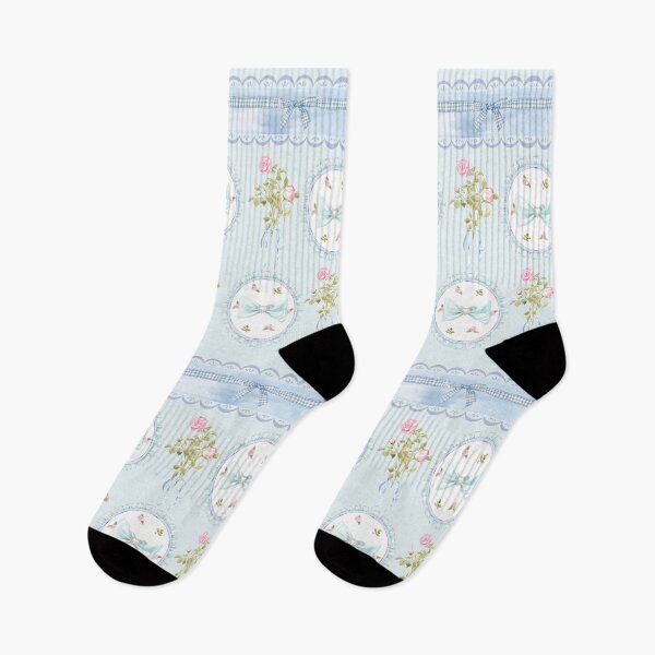 Item preview, Coquette rose and blue bow Floral Pattern designed and sold by Bonita Faye.