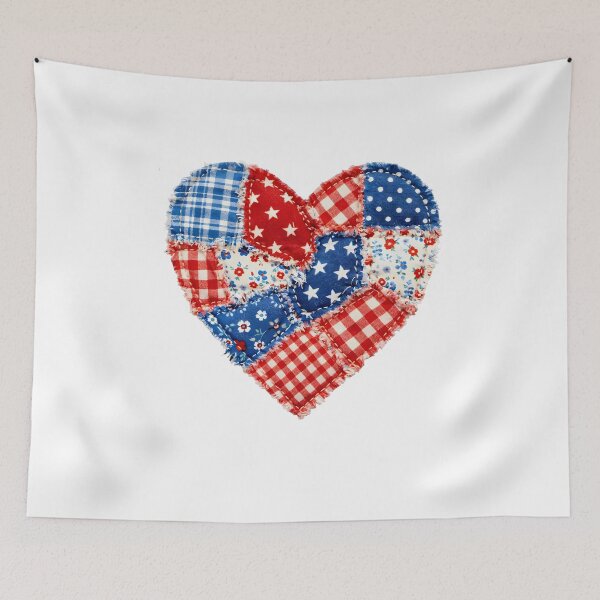 Item preview, Faux Quilted American Flag Heart designed and sold by Szekeresrenato.