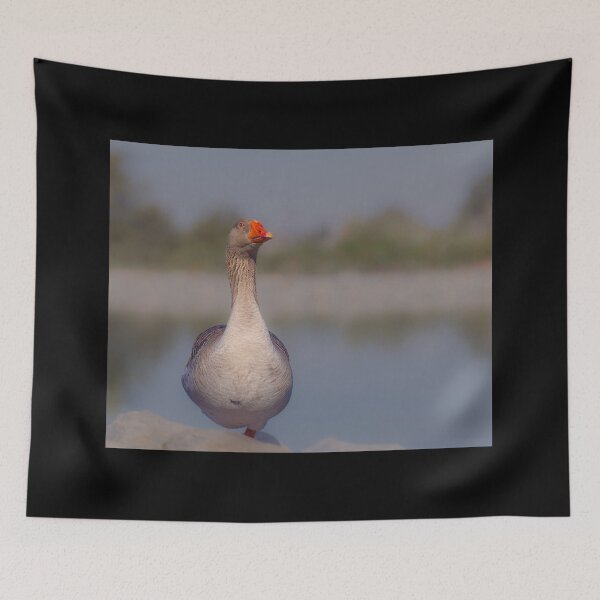 Item preview, Grey Goose Portrait by the Lake - Serene Wildlife Photography designed and sold by AbulailArt.