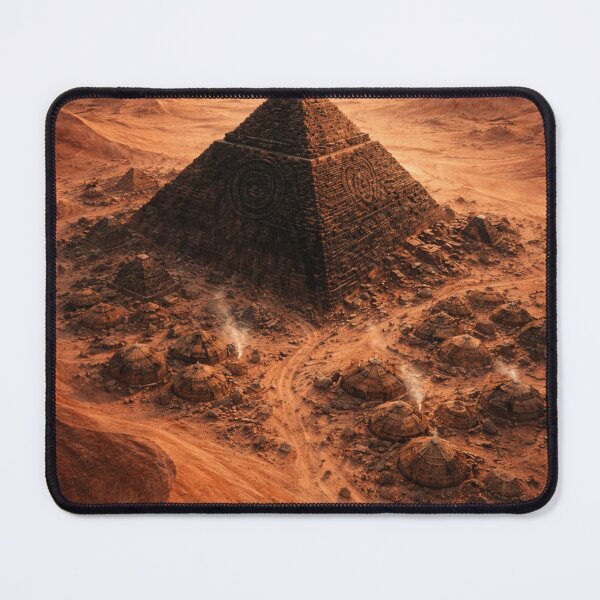 Item preview, Ancient Pyramid and Stone Age Settlement | Red Desert Lost Civilization Wall Art designed and sold by Element Horizon Studio.