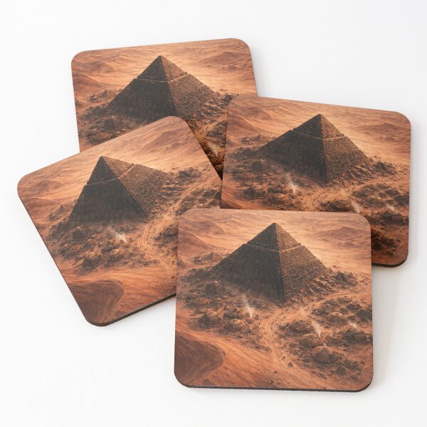 Item preview, Ancient Pyramid and Stone Age Settlement | Red Desert Lost Civilization Wall Art designed and sold by Element Horizon Studio.