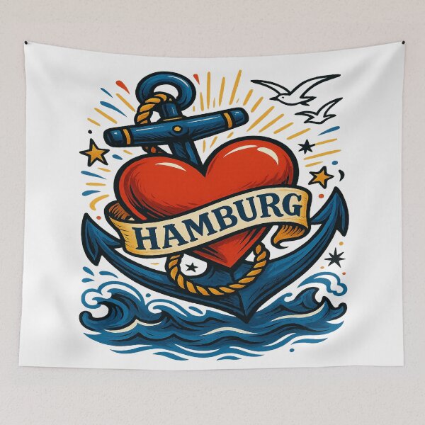 Item preview, Anchor Heart of Hamburg – Vintage Germany Nautical Skyline Pride Design designed and sold by Globalcitytees.