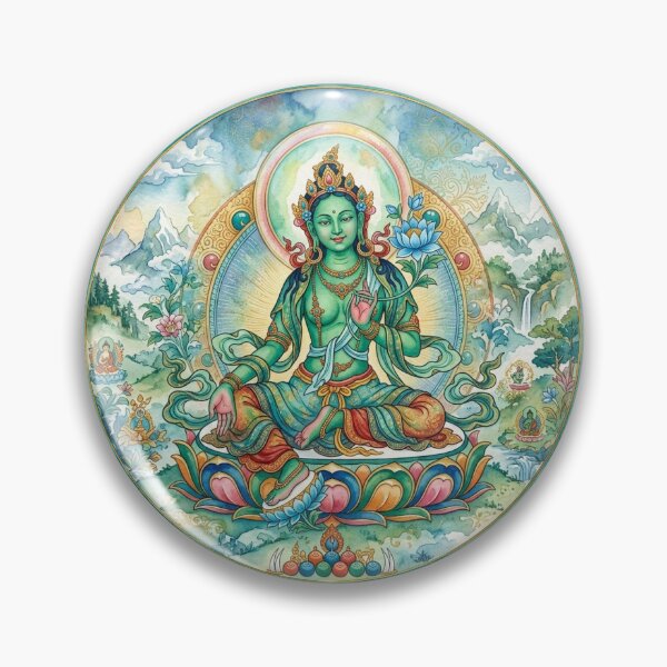 Item preview, Green Tibetan Tara Watercolor designed and sold by shantilovesart.