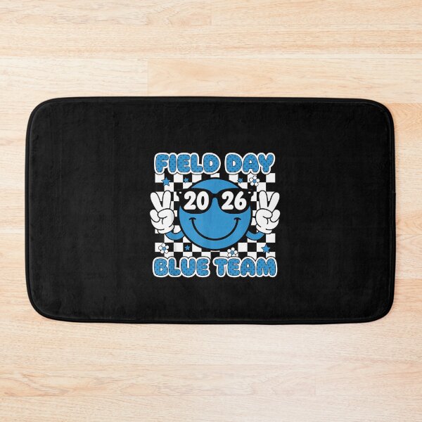 Item preview, Groovy Field Day 2026 Blue Team Smile Face Checked Print designed and sold by irifine.