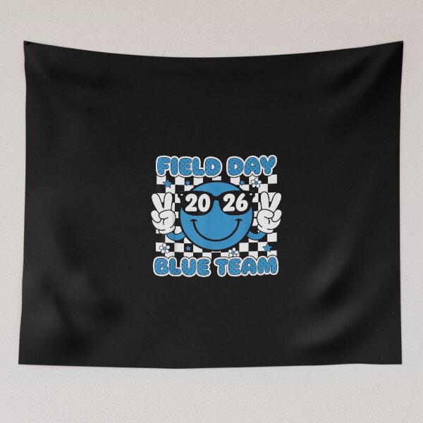 Item preview, Groovy Field Day 2026 Blue Team Smile Face Checked Print designed and sold by irifine.