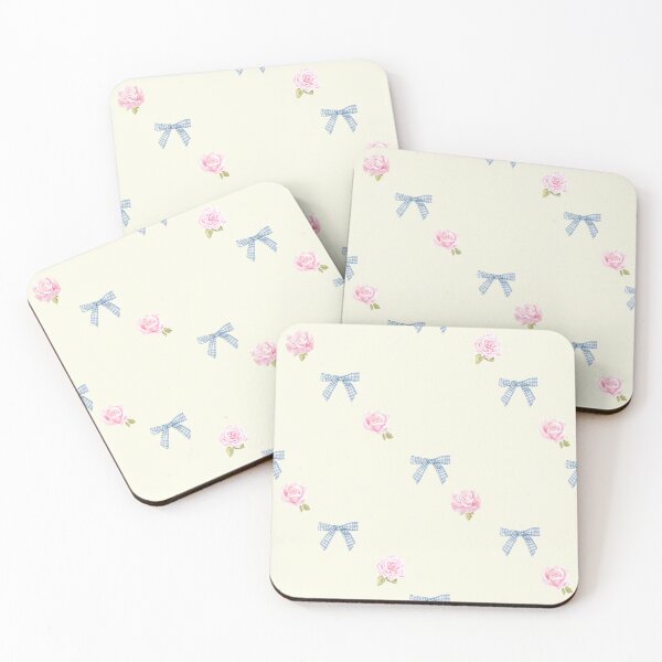 Item preview, Coquette rose and blue bow Floral Pattern designed and sold by Bonita Faye.