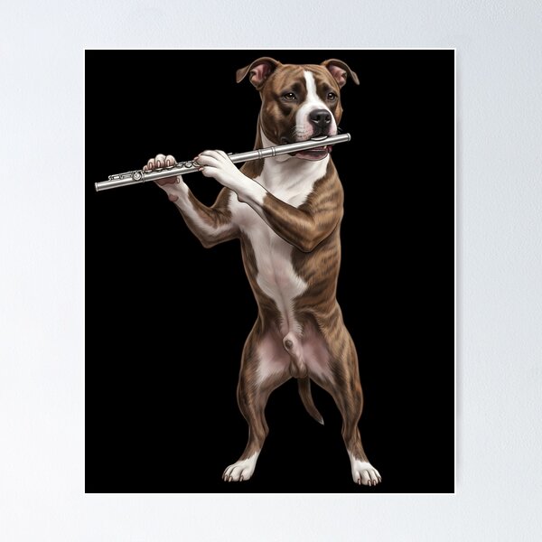 Item preview, American Staffordshire Terrier Playing Flute Player Flutist Dog Lover designed and sold by TerryConnells.