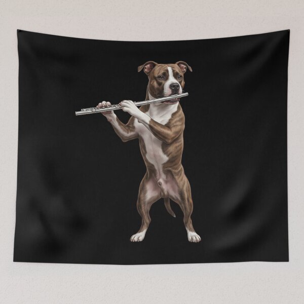 Item preview, American Staffordshire Terrier Playing Flute Player Flutist Dog Lover designed and sold by TerryConnells.