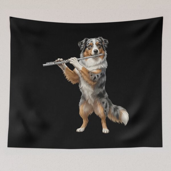 Item preview, Australian Shepherd Playing Flute Player Flutist Dog Lover designed and sold by TerryConnells.