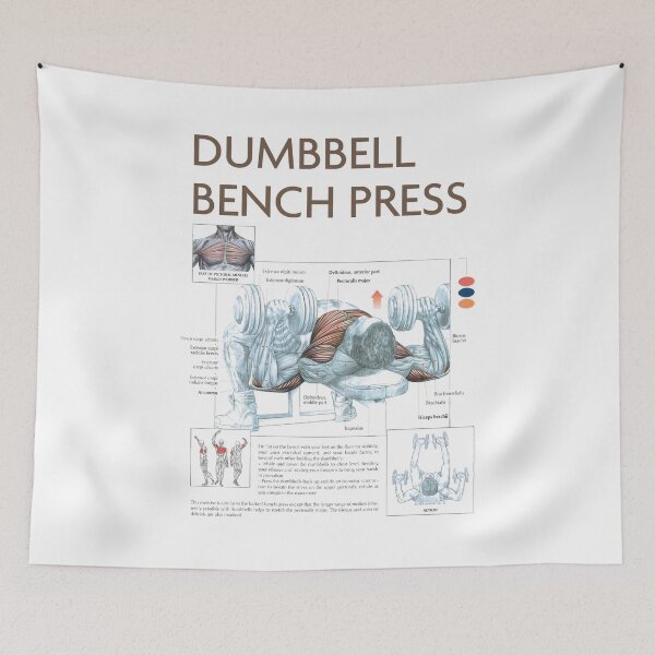 Item preview, Dumbbell Bench Press - Exercise Diagram designed and sold by superfitstuff.