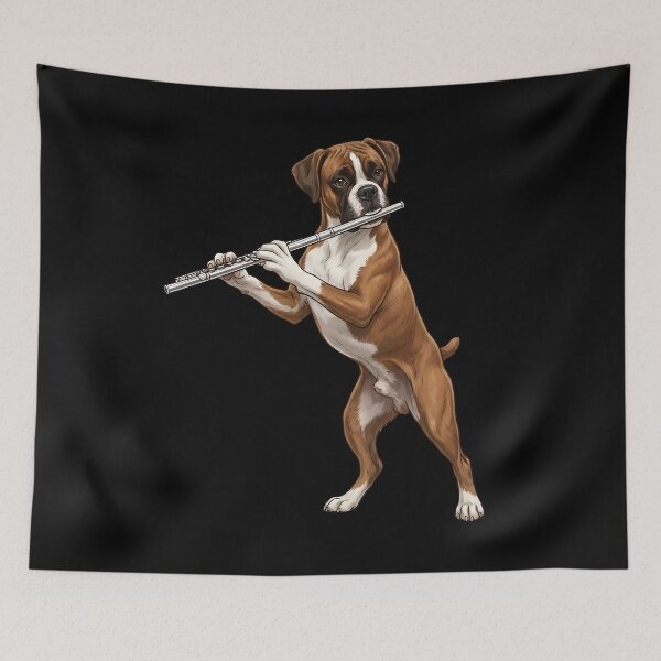 Item preview, Boxer Dog Playing Flute Player Flutist Dog Lover designed and sold by TerryConnells.