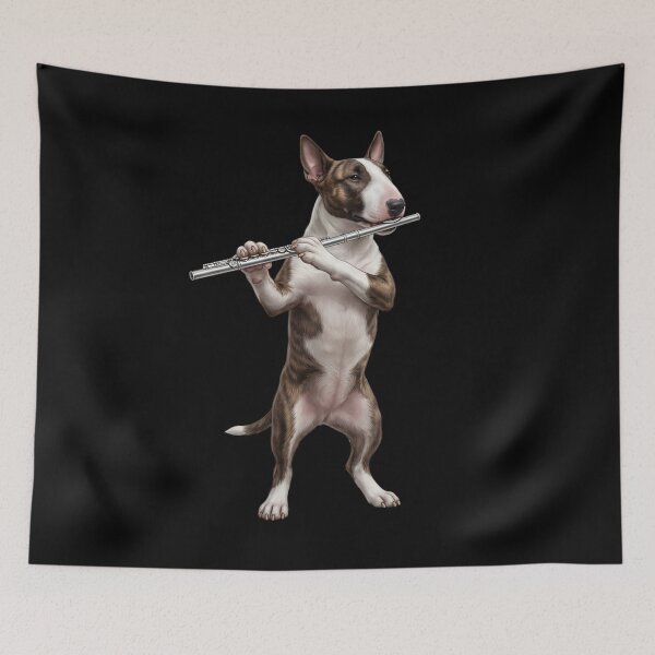 Item preview, Bull Terrier Playing Flute Player Flutist Dog Lover designed and sold by TerryConnells.