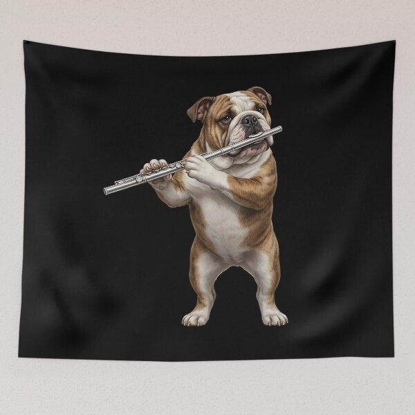 Item preview, Bulldog Playing Flute Player Flutist Dog Lover designed and sold by TerryConnells.