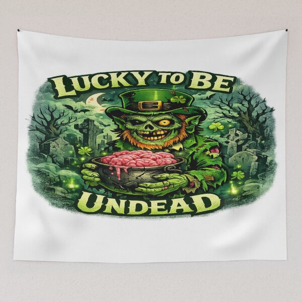 Item preview, Lucky to Be Undead – Zombie Leprechaun Brain Bowl Art designed and sold by ArtificialAce.