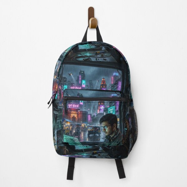 Item preview, Cyberpunk Pune Coder - Neon Hacker Art designed and sold by AbhiMitra.