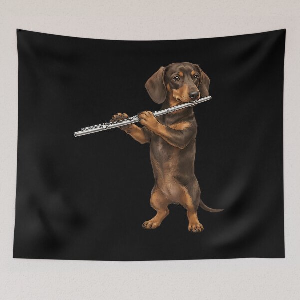 Item preview, Dachshund Playing Flute Player Flutist Dog Lover designed and sold by TerryConnells.