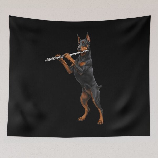 Item preview, Doberman Pinscher Playing Flute Player Flutist Dog Lover designed and sold by TerryConnells.