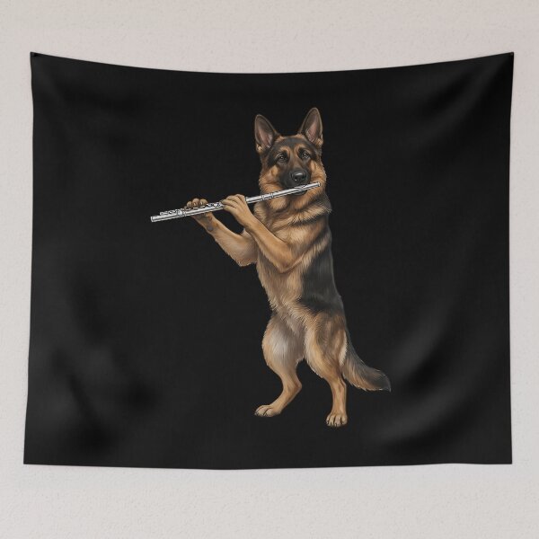 Item preview, German Shepherd Playing Flute Player Flutist Dog Lover designed and sold by TerryConnells.