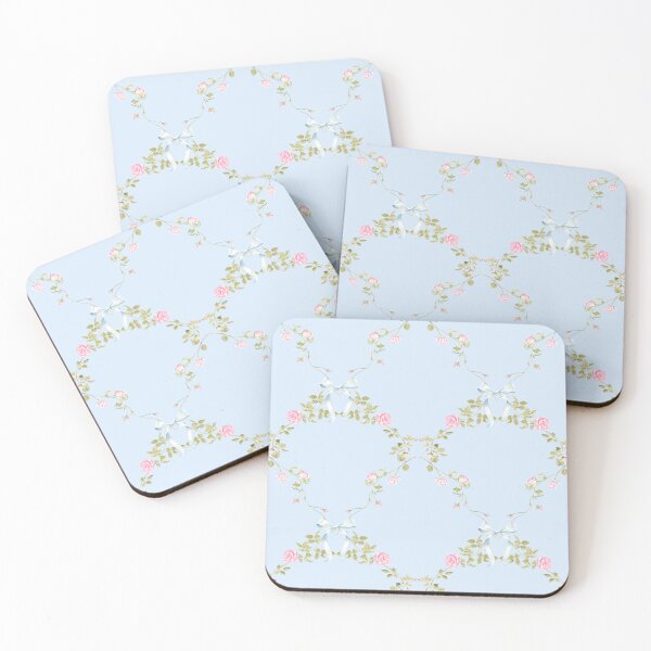 Item preview, Coquette rose and blue bow Floral Pattern designed and sold by Bonita Faye.