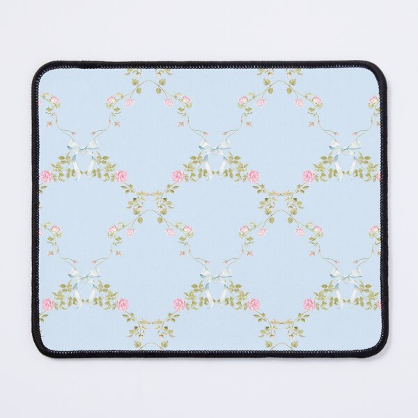 Item preview, Coquette rose and blue bow Floral Pattern designed and sold by Bonita Faye.