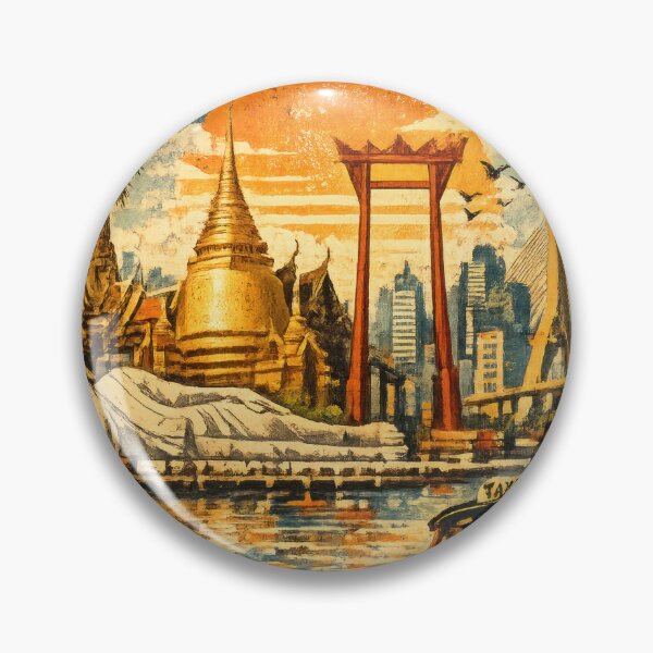 Item preview, Vintage Bangkok Thailand T-Shirt – Retro City of Angels Travel Poster Graphic Tee designed and sold by Jeeraphat Homrern.