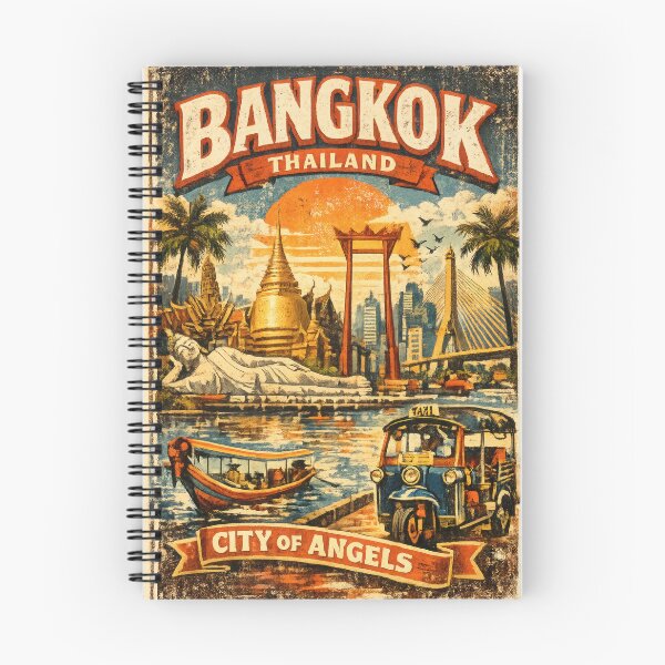 Item preview, Vintage Bangkok Thailand T-Shirt – Retro City of Angels Travel Poster Graphic Tee designed and sold by Jeeraphat Homrern.