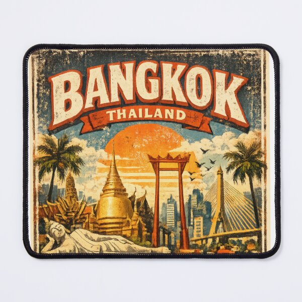 Item preview, Vintage Bangkok Thailand T-Shirt – Retro City of Angels Travel Poster Graphic Tee designed and sold by Jeeraphat Homrern.