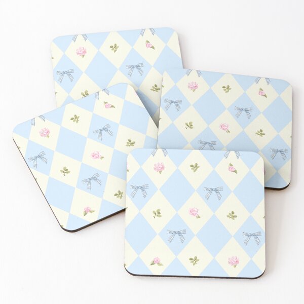 Item preview, Coquette rose and blue bow Floral Pattern designed and sold by Bonita Faye.