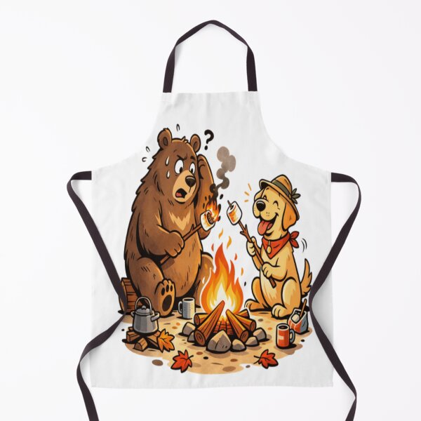 Item preview, Labrador and Bear Roasting Marshmallow | Funny Camping Dog Bear Art | Lab Campfire Humor designed and sold by PawPrintCustom.