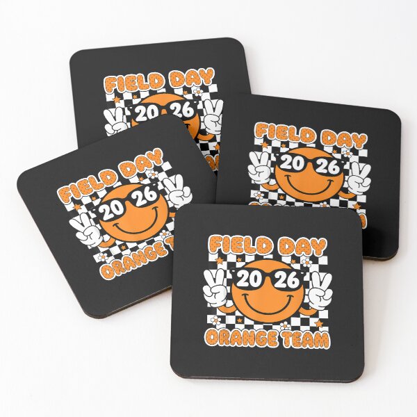 Item preview, Groovy Field Day 2026 Orange Team Smile Face Checked Print designed and sold by yartyartyart.