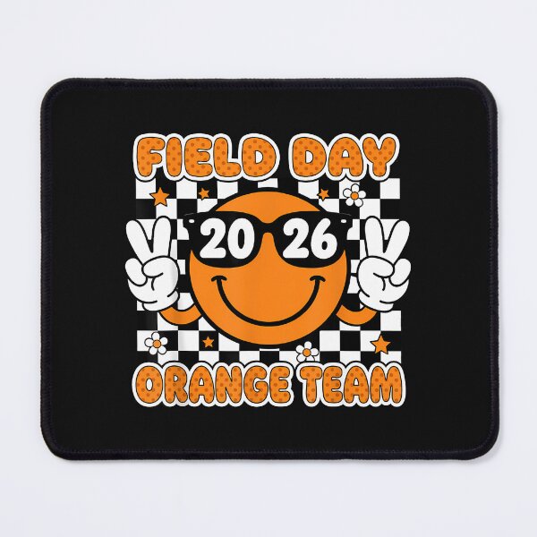 Item preview, Groovy Field Day 2026 Orange Team Smile Face Checked Print designed and sold by yartyartyart.
