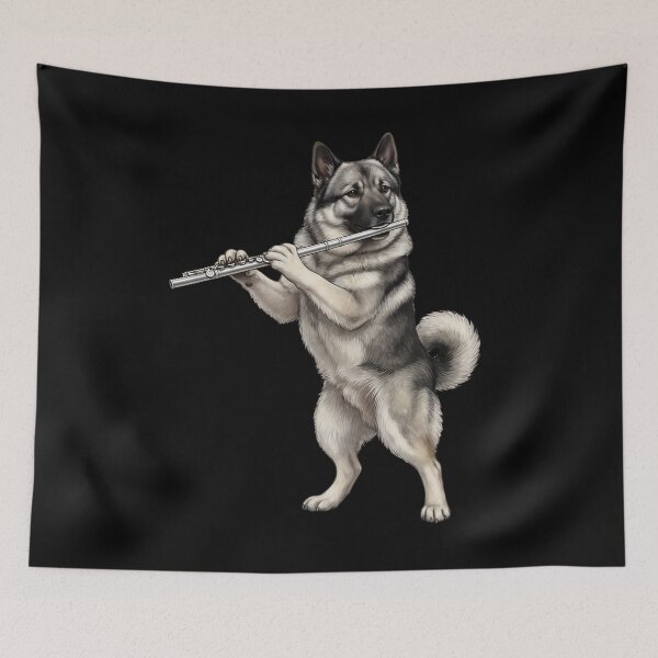 Item preview, Norwegian Elkhound Playing Flute Player Flutist Dog Lover designed and sold by TerryConnells.