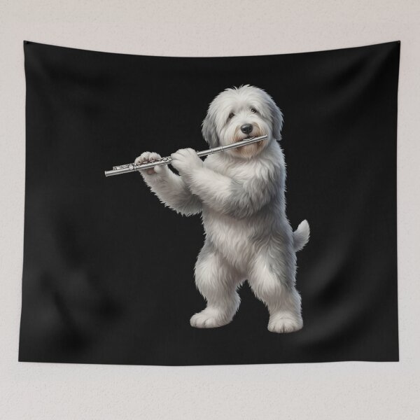 Item preview, Old English Sheepdog Playing Flute Player Flutist Dog Lover designed and sold by TerryConnells.