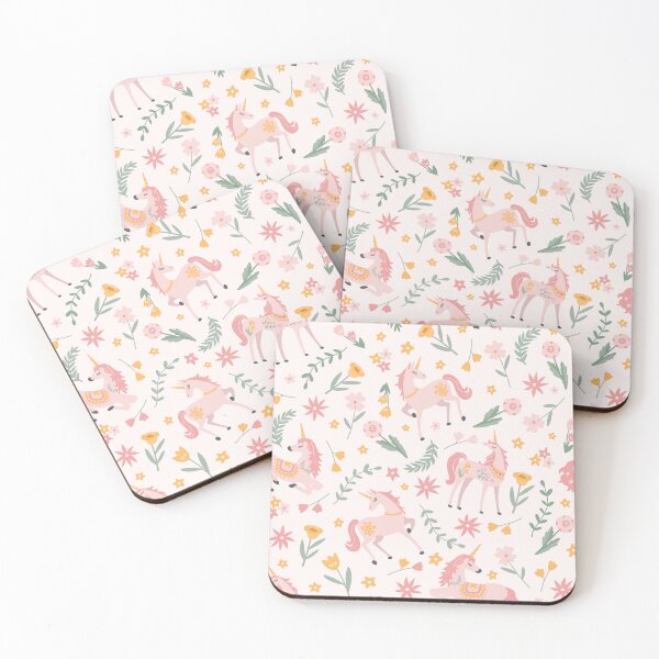 Item preview, Whimsical unicorn with flowers vector spring seamless repeat pattern designed and sold by Retro Street Studios.