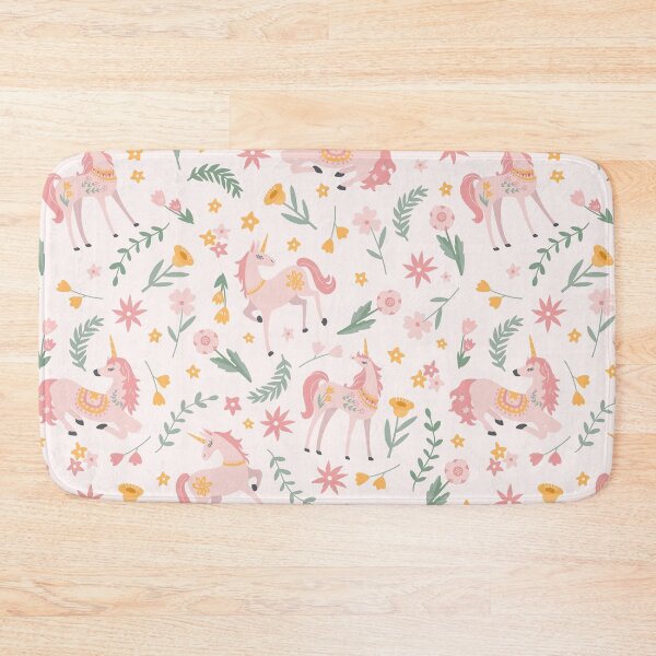 Item preview, Whimsical unicorn with flowers vector spring seamless repeat pattern designed and sold by Retro Street Studios.