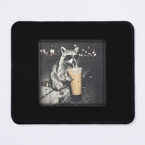 Item preview, Retro Raccoon Drinking Iced Coffee, Funny Animal Meme, Coffee Lover Raccoon designed and sold by PixelRag.