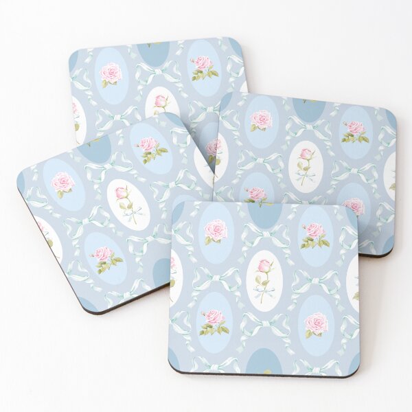 Item preview, Coquette rose and blue bow Floral Pattern designed and sold by Bonita Faye.