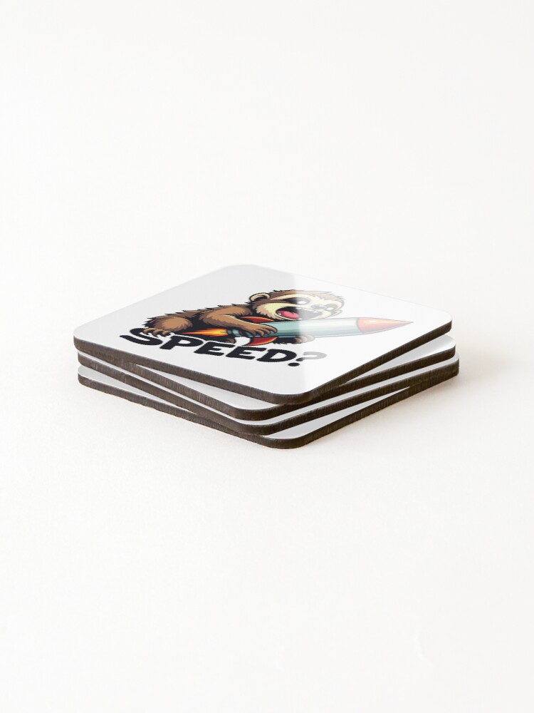 Thumbnail 4 of 5, Coasters (Set of 4), Rocket Sloth Sticker designed and sold by BysonDesigns.