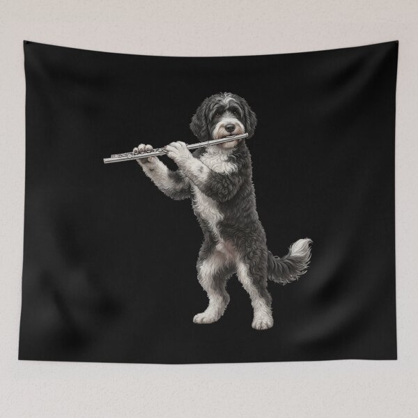 Item preview, Portuguese Water Dog Playing Flute Player Flutist Dog Lover designed and sold by TerryConnells.