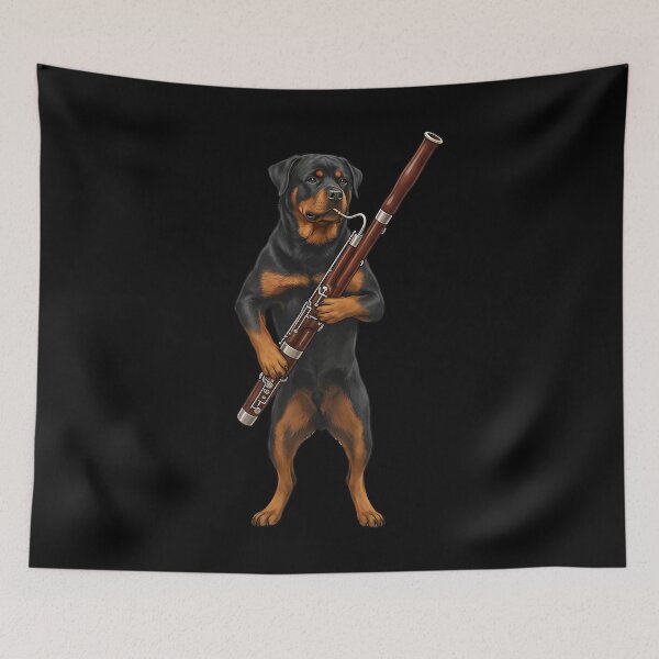 Item preview, Rottweiler Playing Bassoon Player Bassoonist Dog Lover designed and sold by TerryConnells.